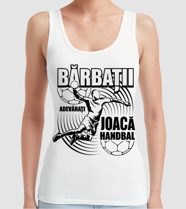 Bărbații adevărați joacă handbal model alb pe tricou