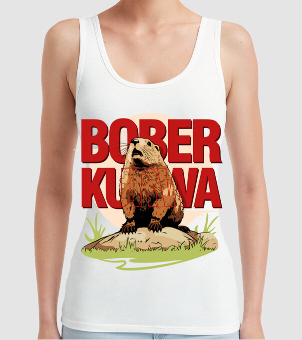 BOBER model alb pe tricou
