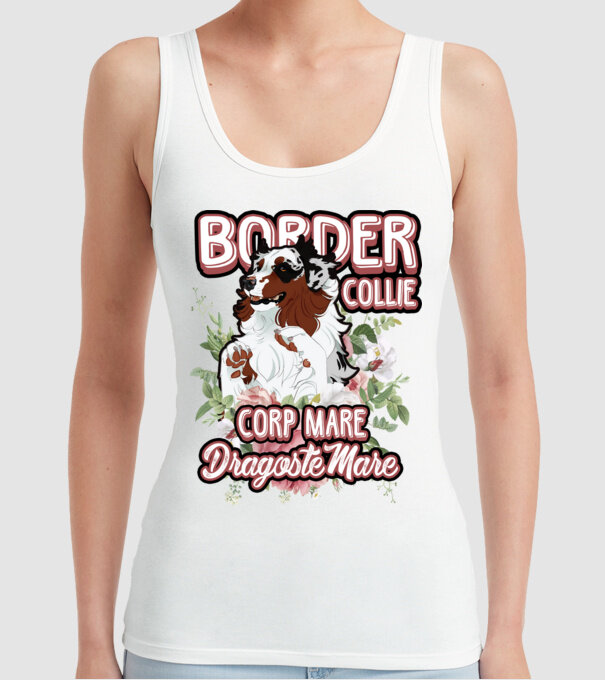 border collie - multă blană multă dragoste model alb pe tricou