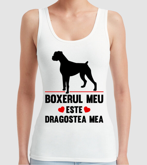 boxerul meu este dragostea mea model alb pe tricou