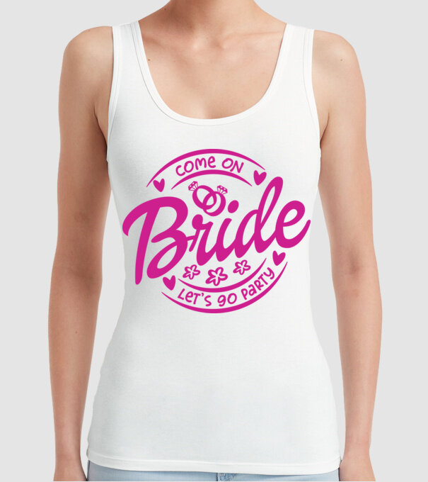 Bride Barbie lets go party model alb pe tricou