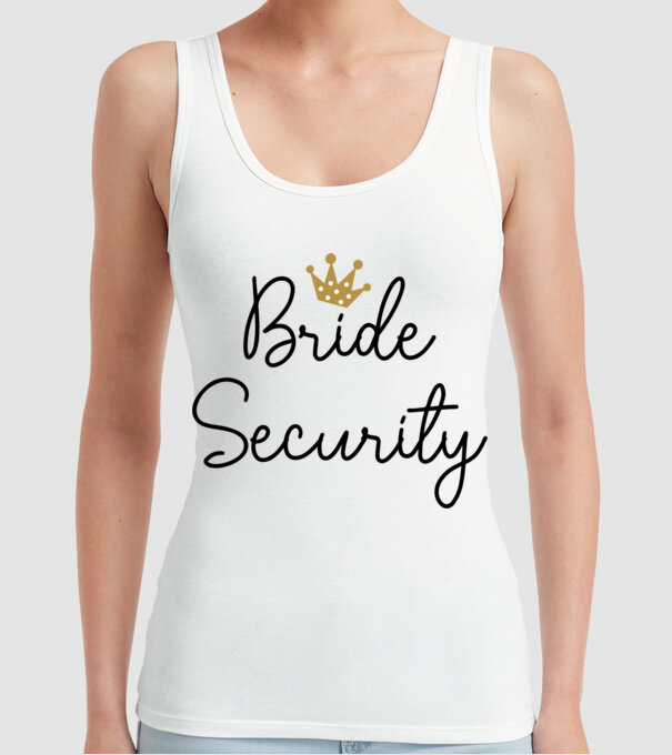 Bride Security model alb pe tricou