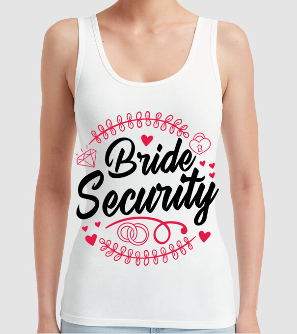Bride Security model alb pe tricou