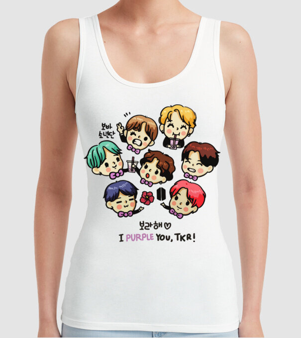 BTS chibi model alb pe tricou