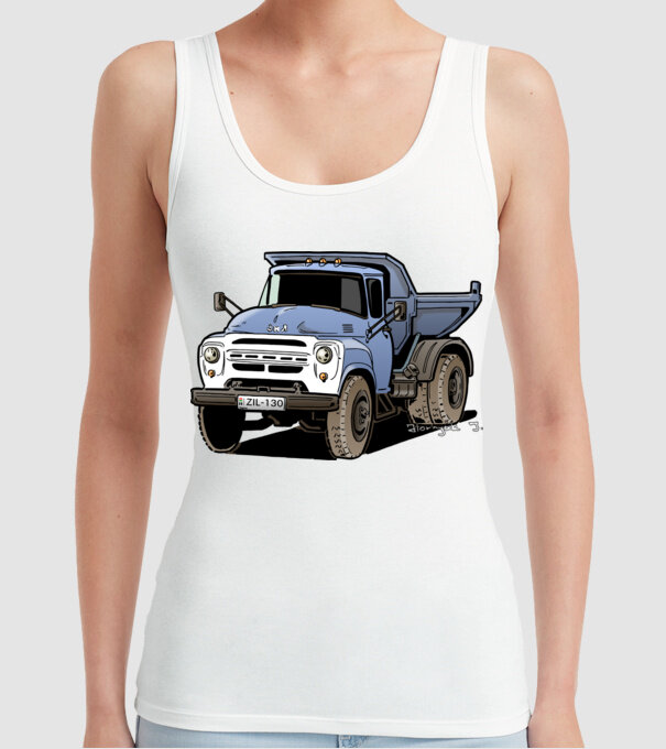 Camioane model alb pe tricou