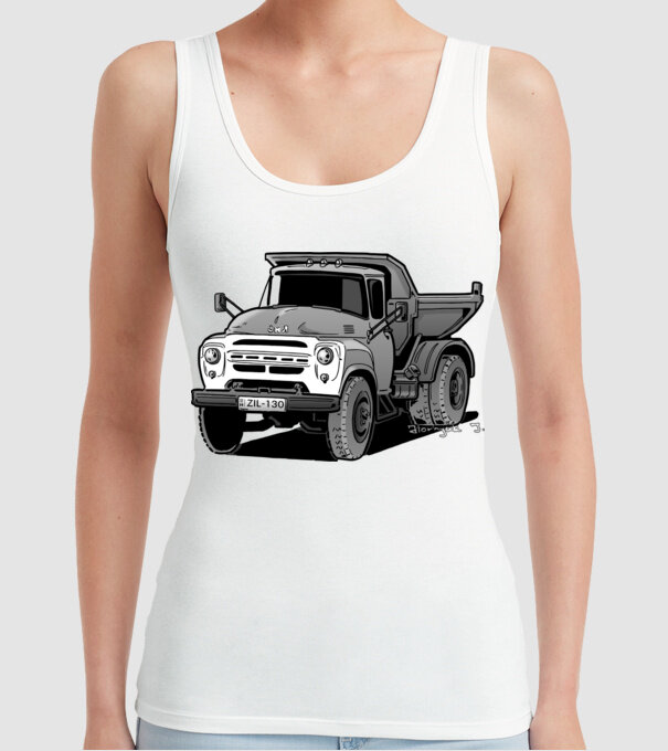 Camioane model alb pe tricou