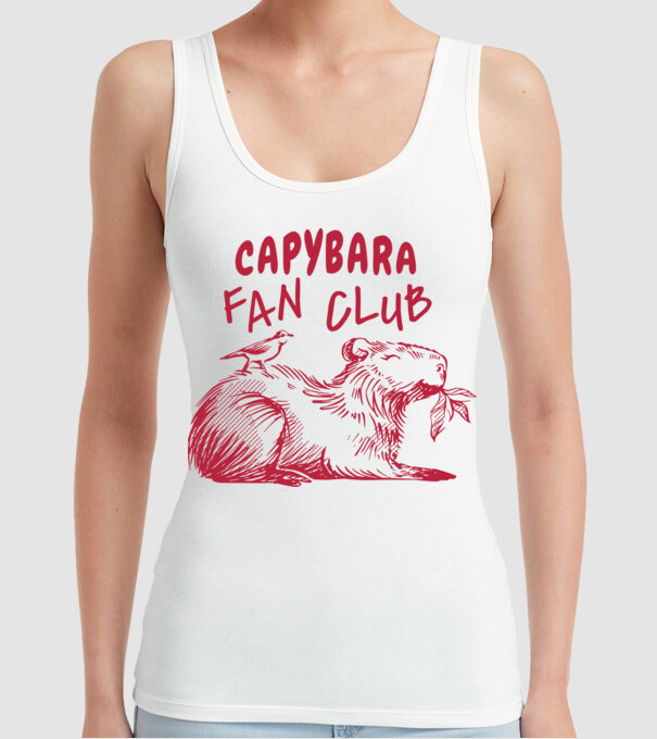 Capybara fan club model alb pe tricou