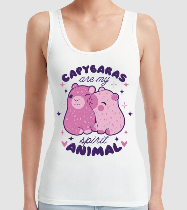 Capybaras are my spirit animal model alb pe tricou