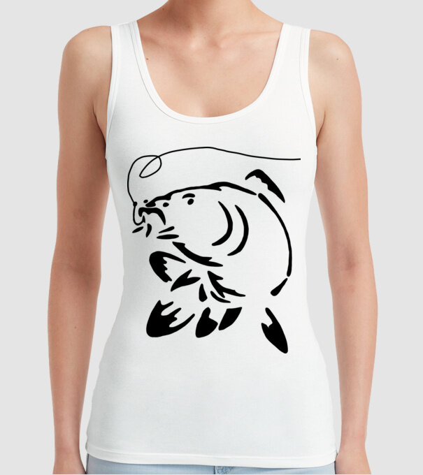 Carp model alb pe tricou