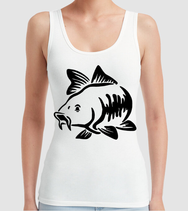 Carp model alb pe tricou