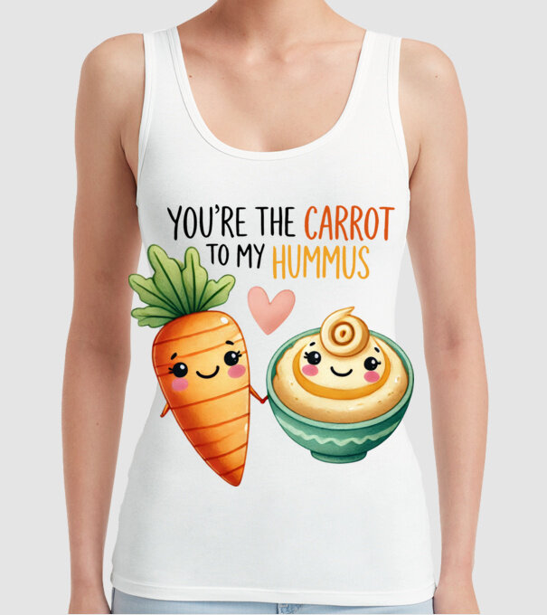Carrot to my Hummus model alb pe tricou