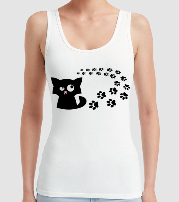 Cat model alb pe tricou