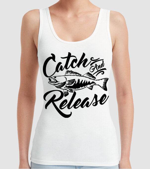 Catch and release model alb pe tricou