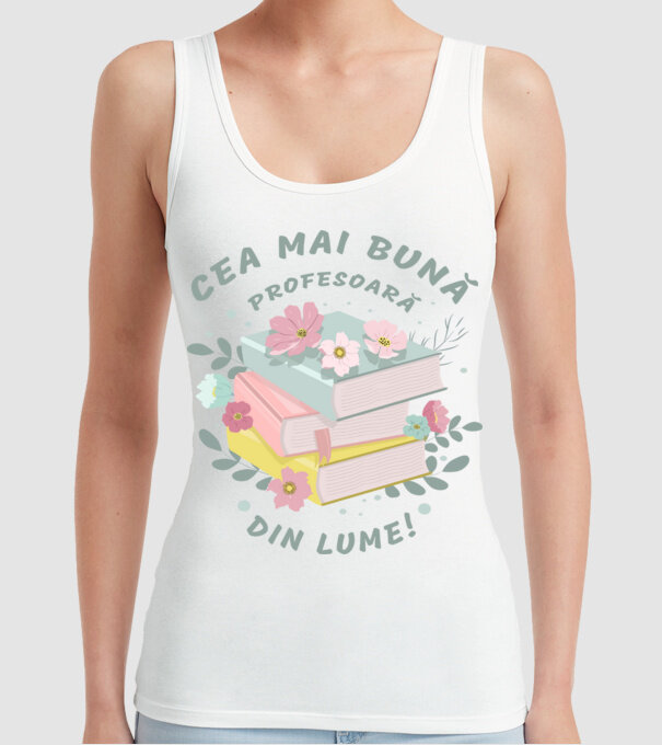 Cea mai bună profesoară din lume model alb pe tricou