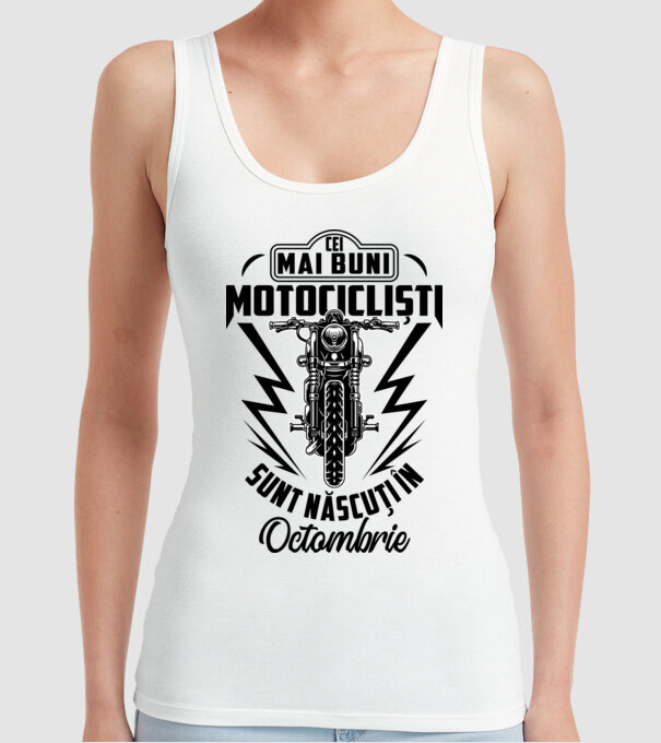 Cei mai buni motocicliști sunt născuți în Octombrie model alb pe tricou