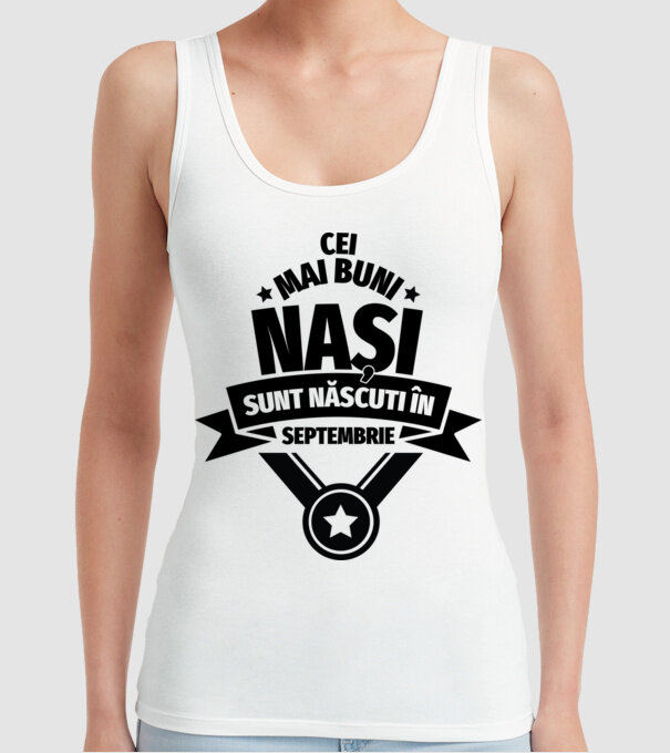 Cei mai buni nași sunt născuți în septembrie. model alb pe tricou