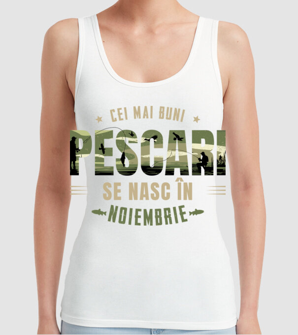 Cei mai buni pescari se nasc în noiembrie model alb pe tricou