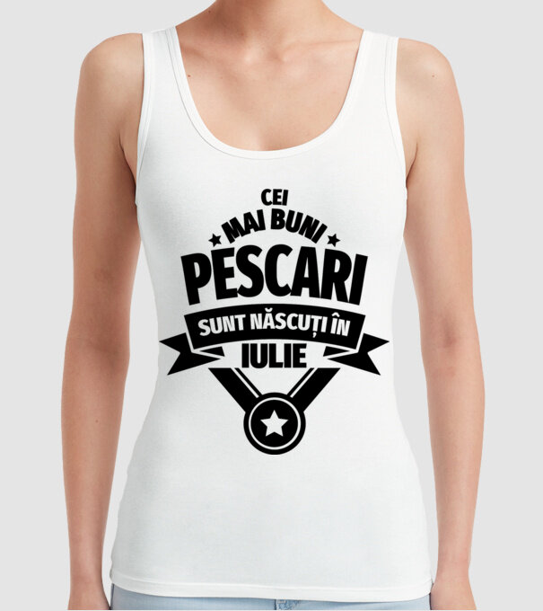 Cei mai buni pescari sunt născuți în iulie model alb pe tricou