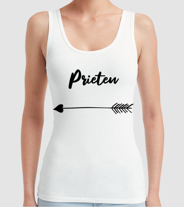 prieten model alb pe tricou