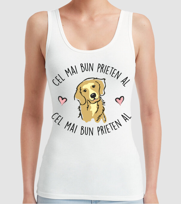 Cel mai bun prieten al meu este un golden retriever model alb pe tricou