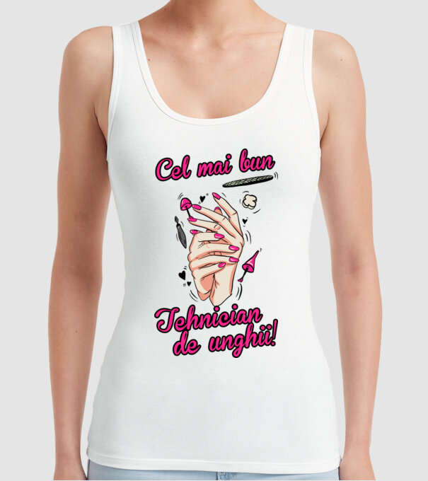 Cel mai bun tehnician de unghii model alb pe tricou