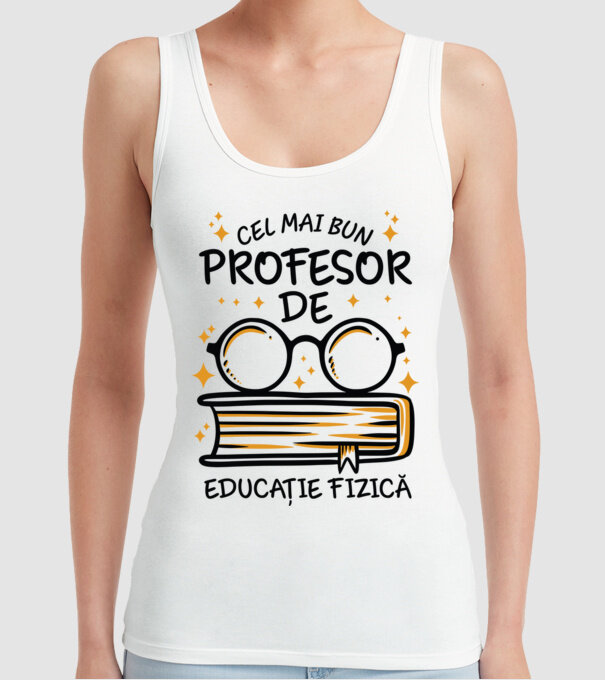 Cel mai profesor educație fizică model alb pe tricou