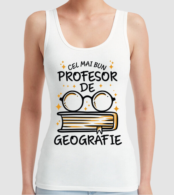 Cel mai profesor geografie model alb pe tricou