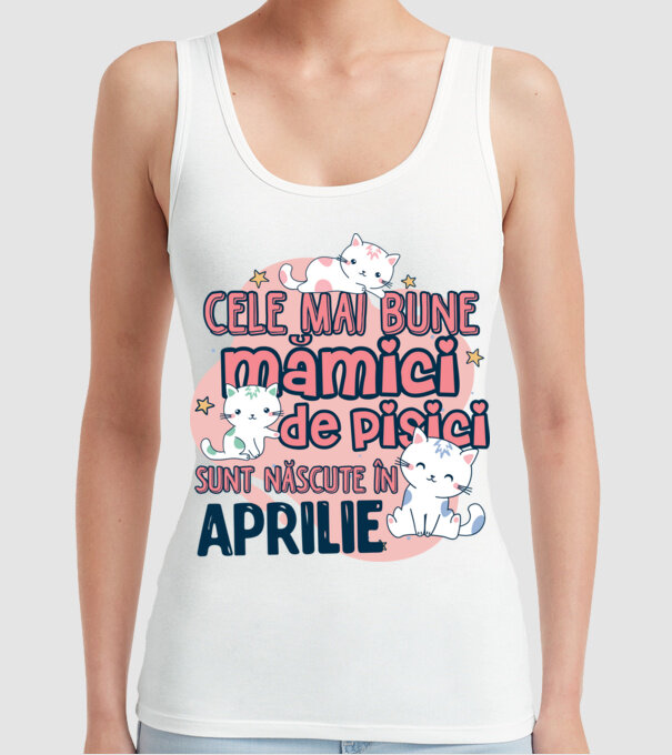 Cele mai bune mămici de pisici Aprilie model alb pe tricou