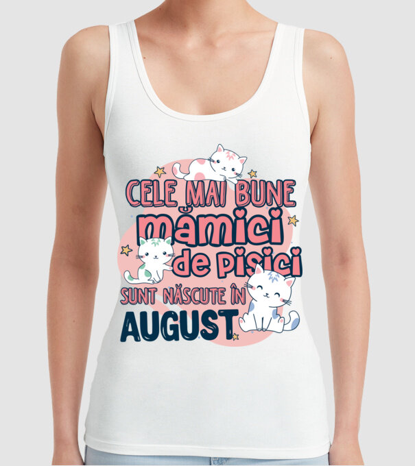 Cele mai bune mămici de pisici August model alb pe tricou