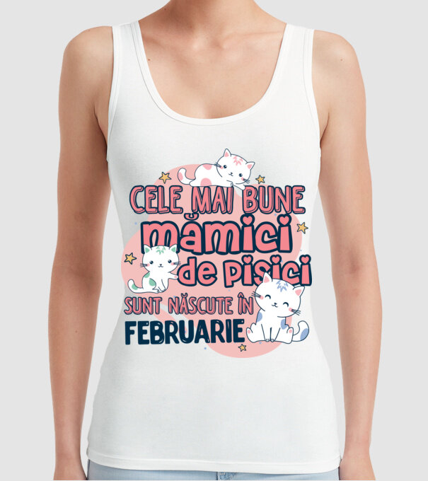 Cele mai bune mămici de pisici februarie model alb pe tricou