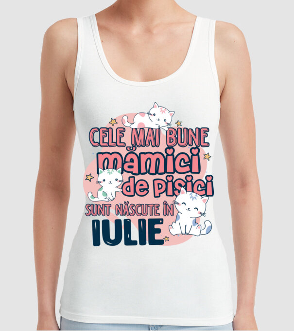 Cele mai bune mămici de pisici iulie model alb pe tricou
