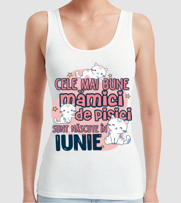 Cele mai bune mămici de pisici iunie model alb pe tricou