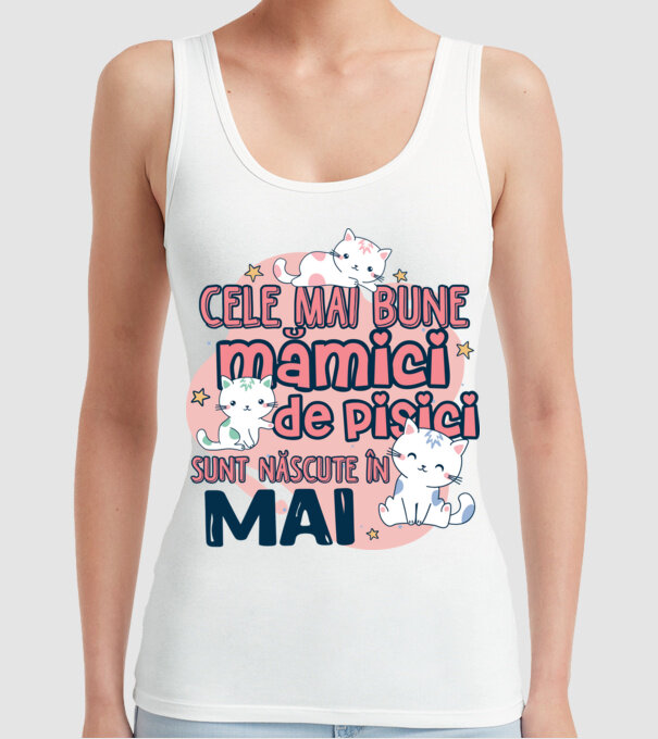 Cele mai bune mămici de pisici Mai model alb pe tricou