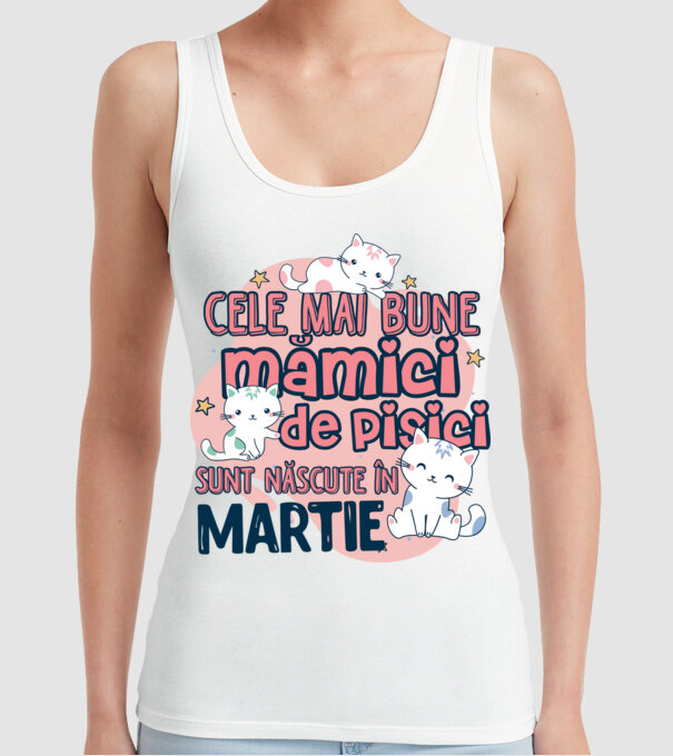 Cele mai bune mămici de pisici Martie model alb pe tricou