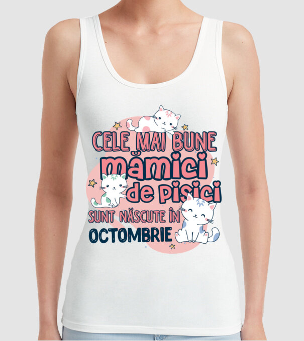 Cele mai bune mămici de pisici octombrie model alb pe tricou