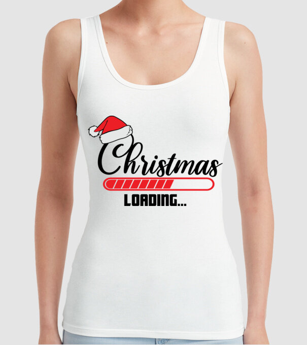 Christmas is loading model alb pe tricou