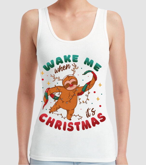 Christmas Sloth model alb pe tricou