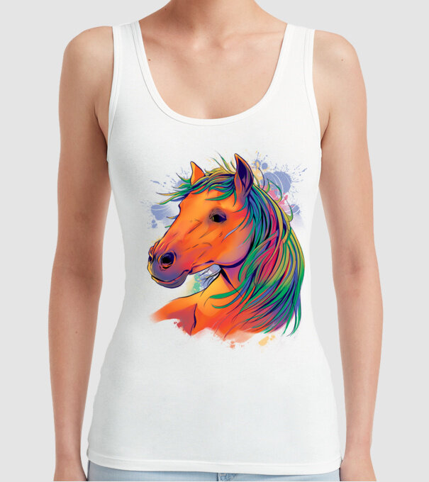 Colorful Horse model alb pe tricou