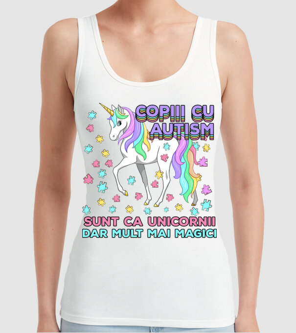 Copiii cu autism sunt ca unicornii, dar mult mai magici model alb pe tricou