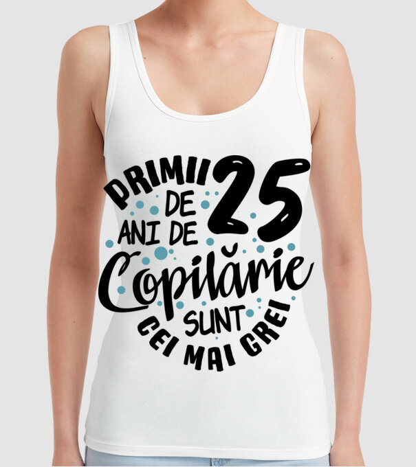 Copilărie 25 de ani model alb pe tricou
