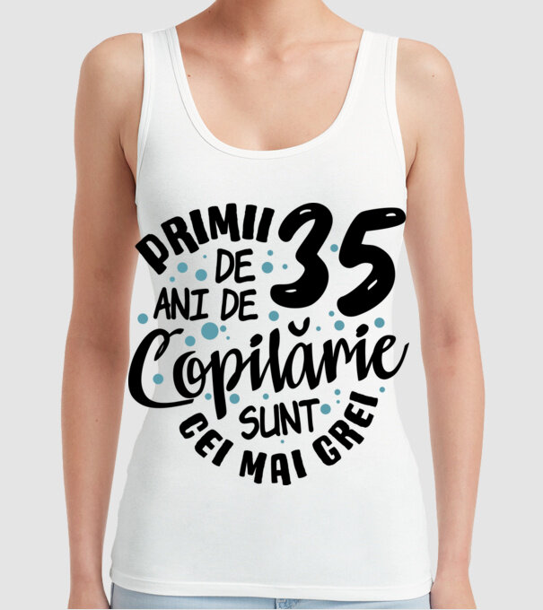 Copilărie 35 de ani model alb pe tricou