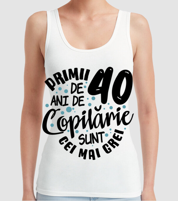 Copilărie 40 de ani model alb pe tricou