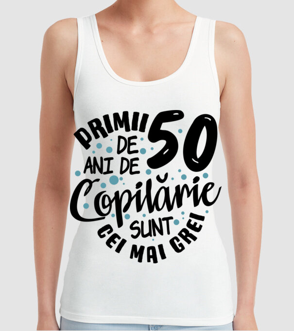 Copilărie 50 de ani model alb pe tricou