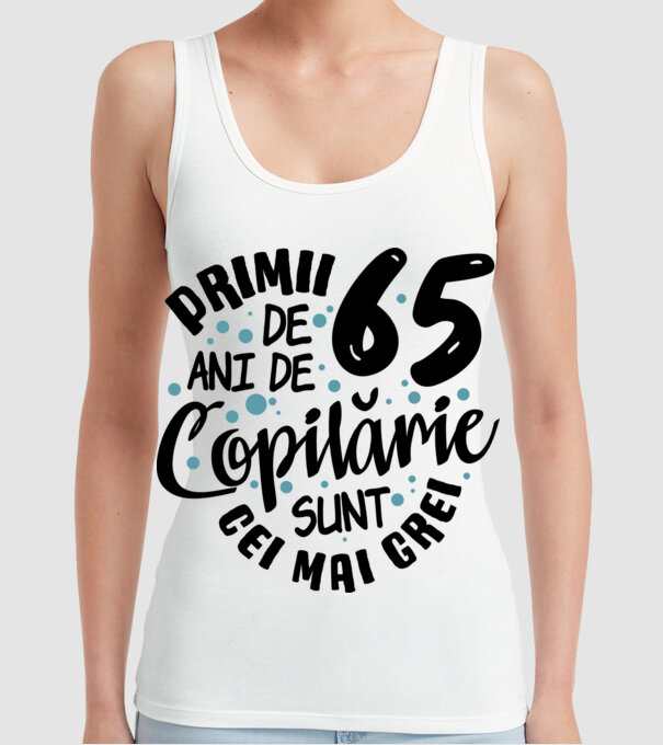 Copilărie 65 de ani model alb pe tricou