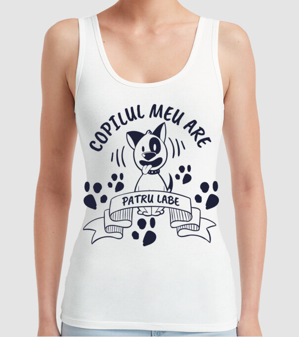 Copilul meu are patru labe model alb pe tricou