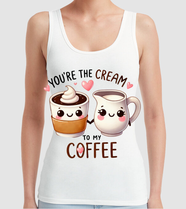 Cream to my Coffee model alb pe tricou