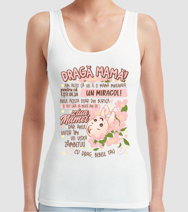 Cu drag, bebele tău model alb pe tricou