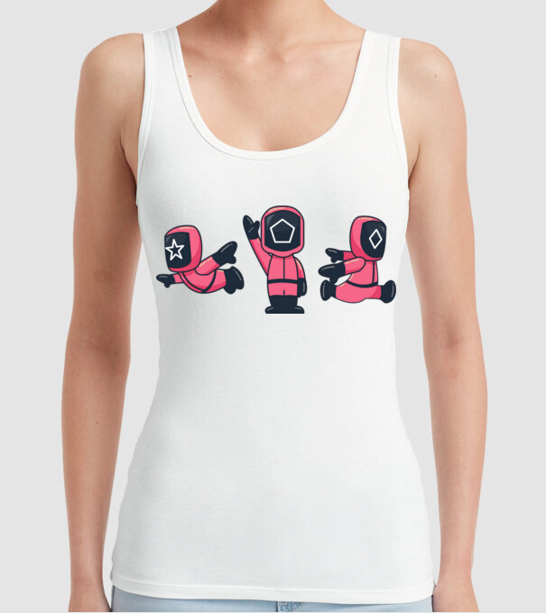 cute squid game toys model alb pe tricou