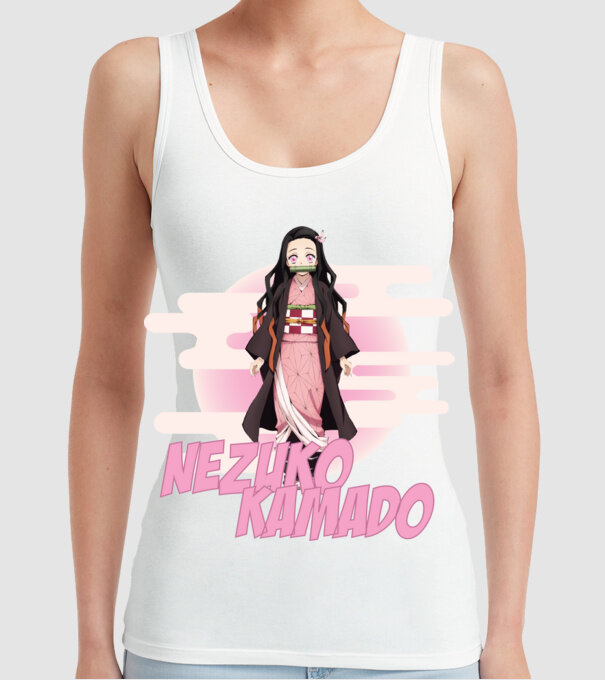 Demon Slayer  Nezuko model alb pe tricou