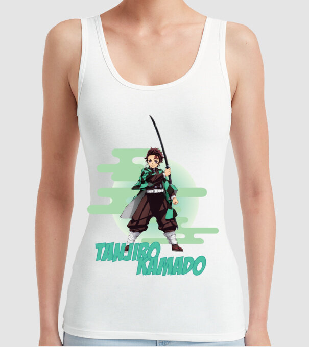 Demon Slayer Tanjiro model alb pe tricou